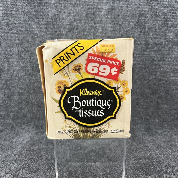 Kleenex Accessories - VTG 1976 -1982 Kleenex Boutique Prints Tissues Yellow Gold Floral Box 125 2-Ply